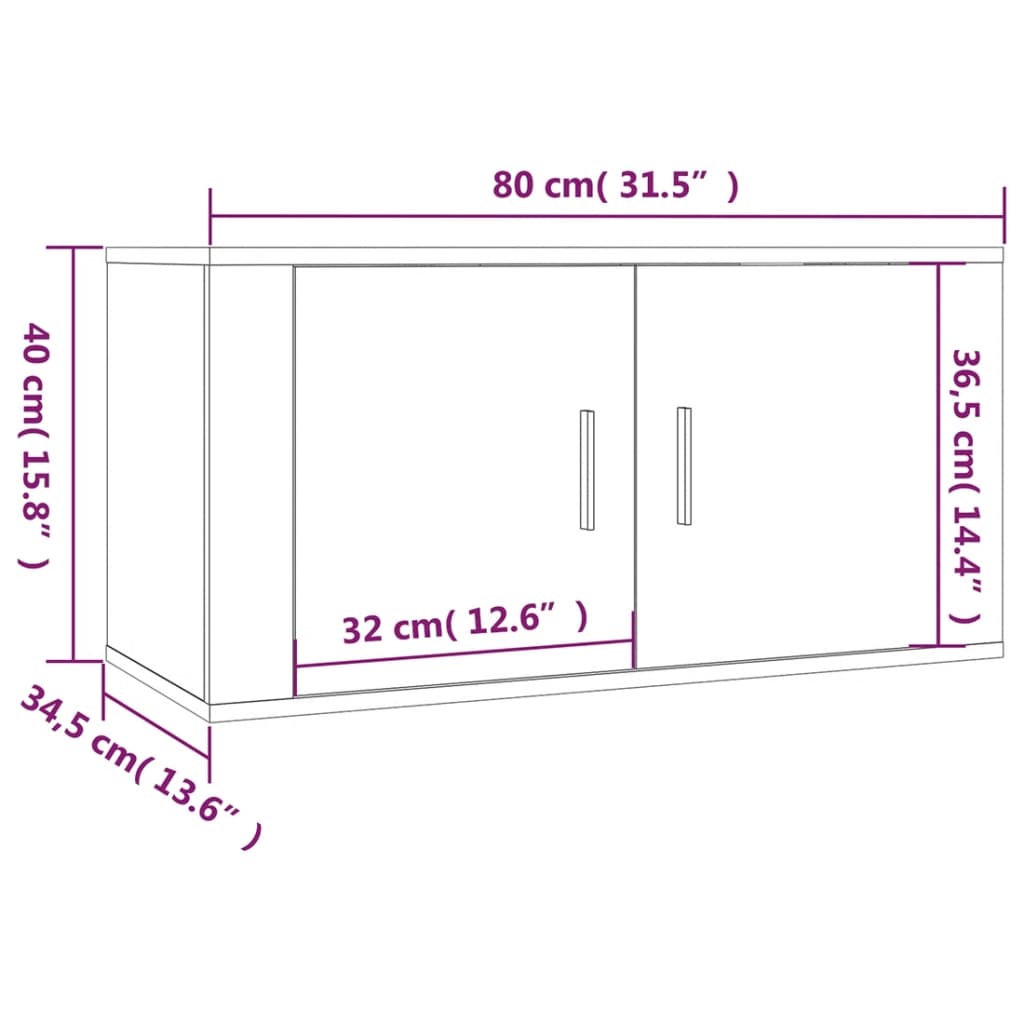 Tv-Wandmeubel 80X34,5X40 Cm Eikenkleurig 1 80 x 34.5 x 40 cm Grijs sonoma