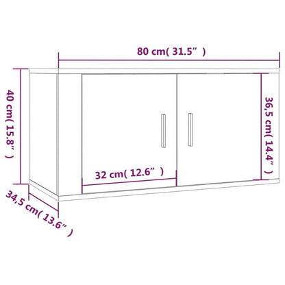 Tv-Wandmeubel 80X34,5X40 Cm Eikenkleurig 1 80 x 34.5 x 40 cm Grijs sonoma