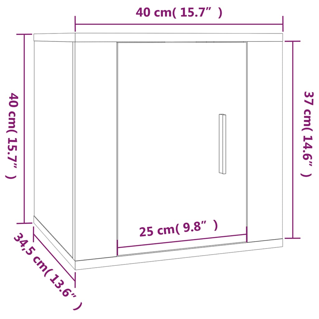 Tv-Wandmeubels 40X34,5X40 Cm 2 40 x 34.5 x 40 cm Hoogglans wit
