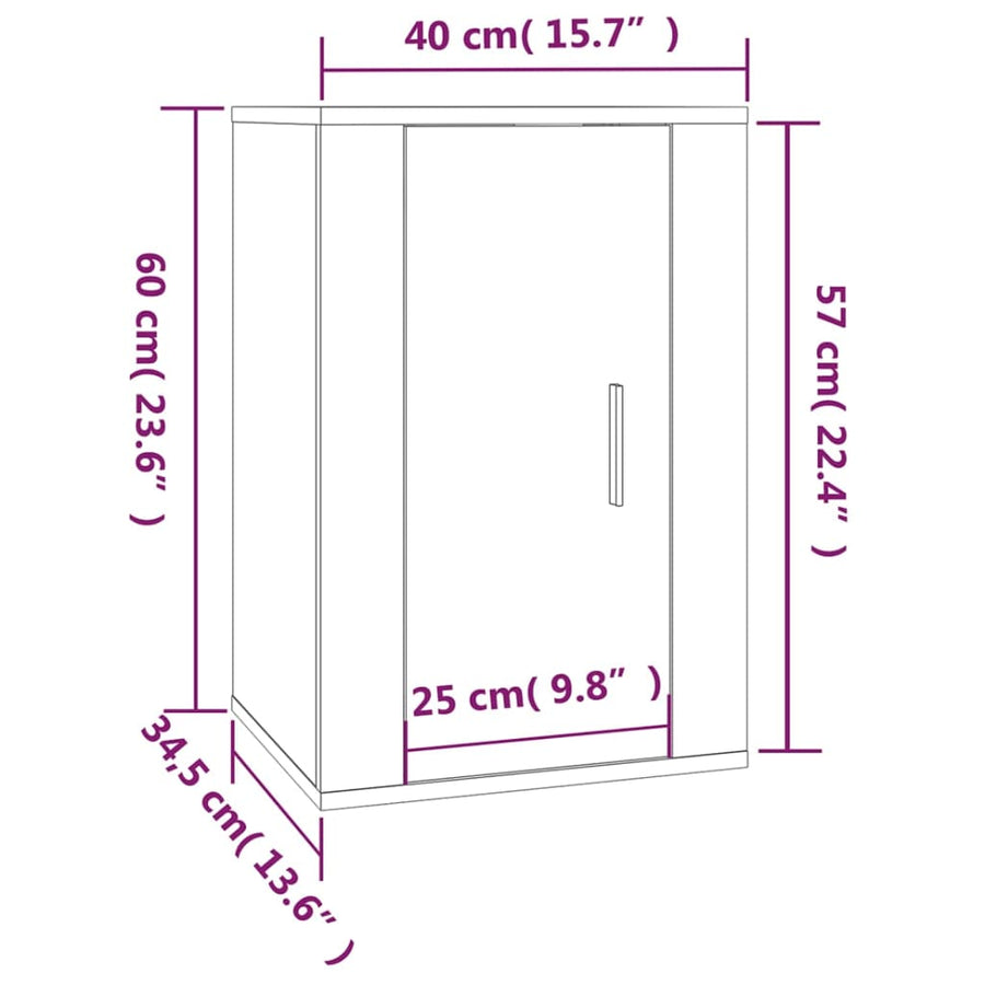 Tv-Wandmeubel 40X34,5X60 Cm 1 40 x 34.5 x 60 cm Hoogglans wit