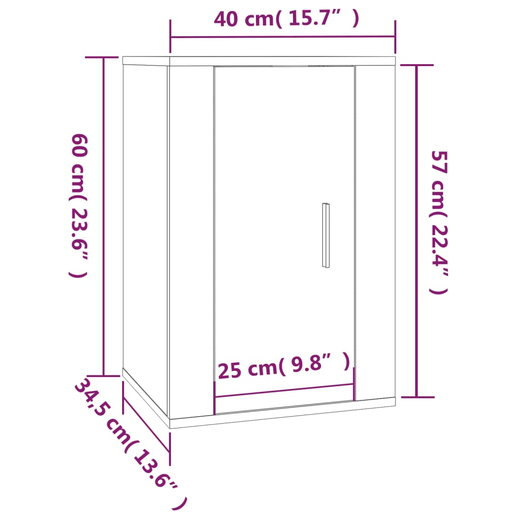 Tv-Wandmeubels 40X34,5X60 Cm Kleurig 2 40 x 34.5 x 60 cm Sonoma eiken