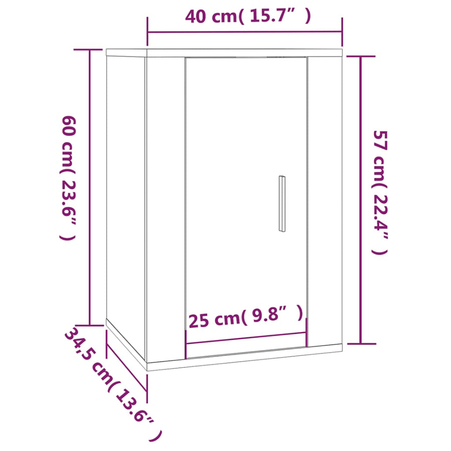 Tv-Wandmeubels 40X34,5X60 Cm Eikenkleurig 2 40 x 34.5 x 60 cm Grijs sonoma