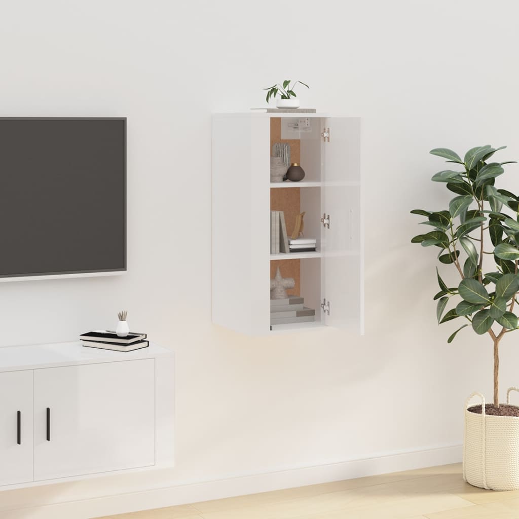 Tv-Wandmeubel 40X34,5X80 Cm 1 40 x 34.5 x 80 cm Hoogglans wit