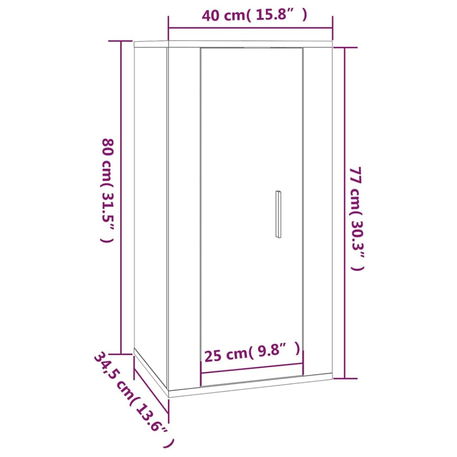 Tv-Wandmeubel 40X34,5X80 Cm 1 40 x 34.5 x 80 cm Hoogglans wit