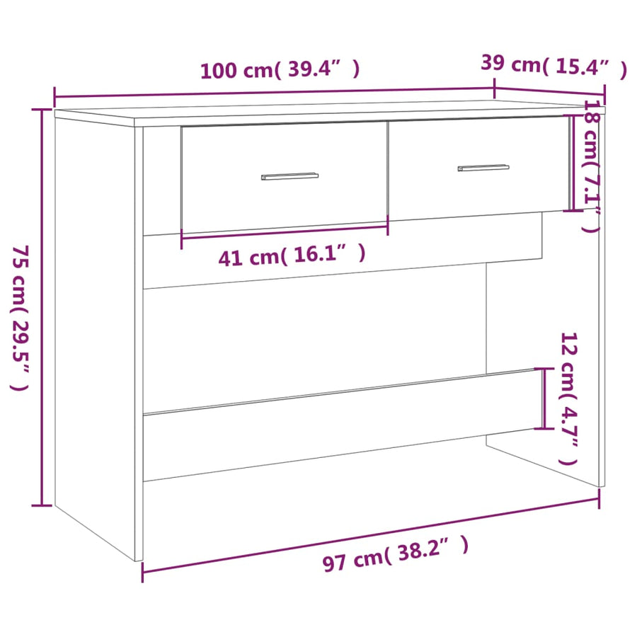 Wandtafel 100X39X75 Cm Bewerkt Hout Sonoma Eikenkleurig