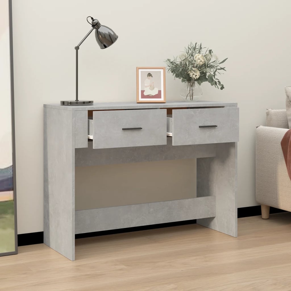 Wandtafel 100X39X75 Cm Bewerkt Hout Betongrijs