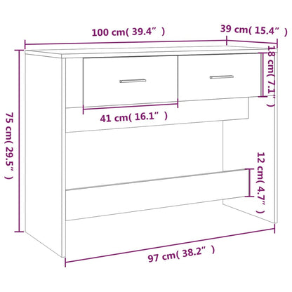 Wandtafel 100X39X75 Cm Bewerkt Hout Grijs Sonoma Eikenkleurig