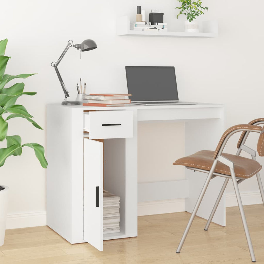 Bureau 100X49X75 Cm Bewerkt Hout Wit