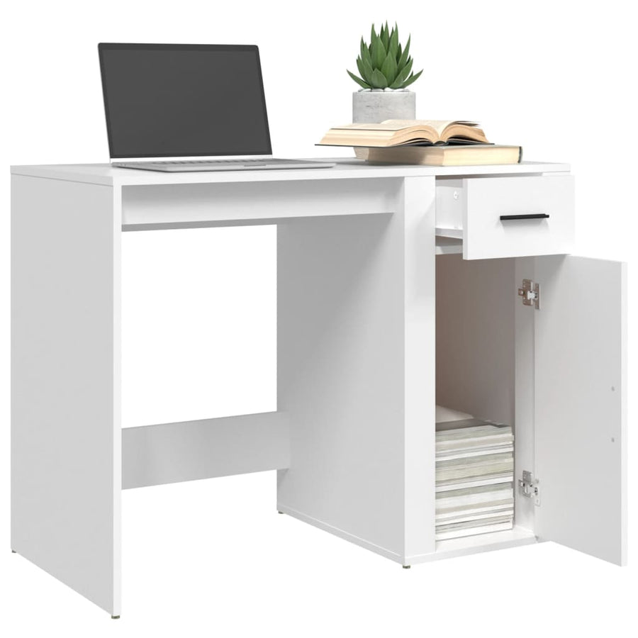 Bureau 100X49X75 Cm Bewerkt Hout Wit