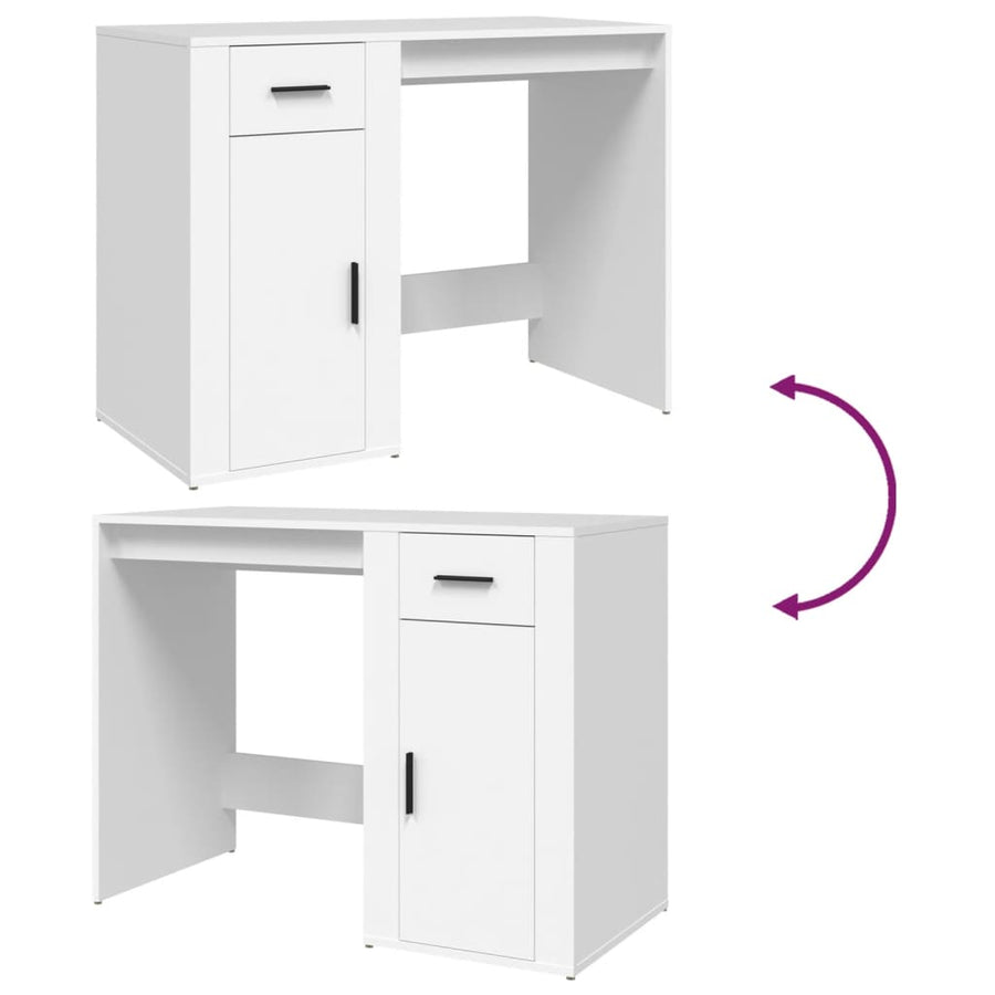 Bureau 100X49X75 Cm Bewerkt Hout Wit