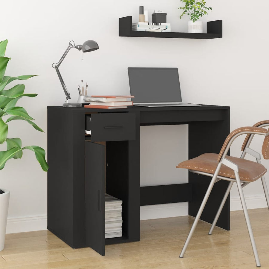 Bureau 100X49X75 Cm Bewerkt Hout Zwart