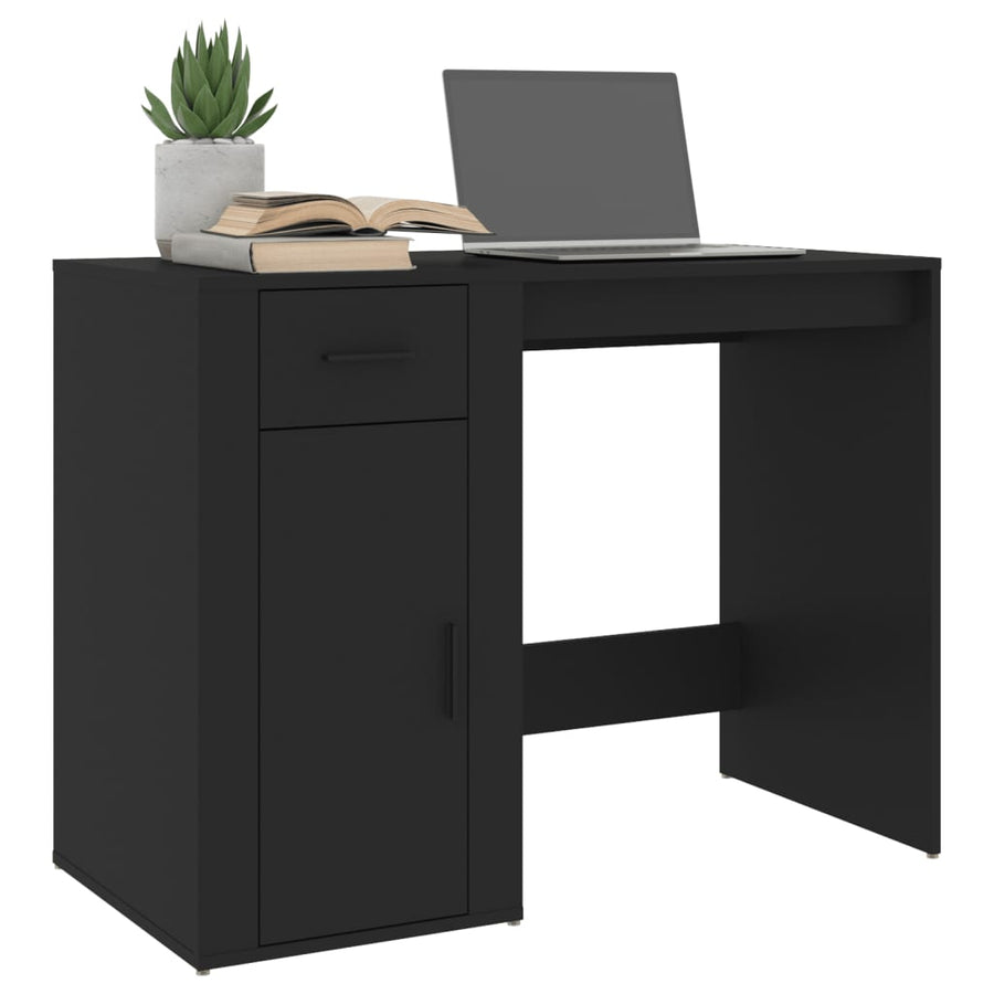 Bureau 100X49X75 Cm Bewerkt Hout Zwart