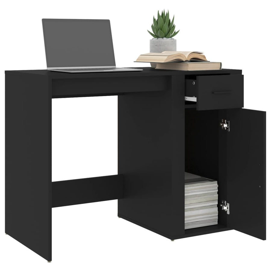 Bureau 100X49X75 Cm Bewerkt Hout Zwart