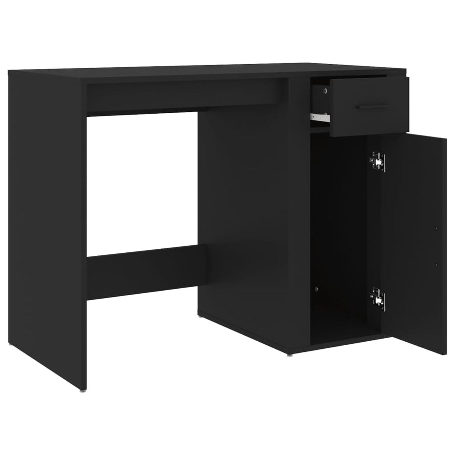 Bureau 100X49X75 Cm Bewerkt Hout Zwart