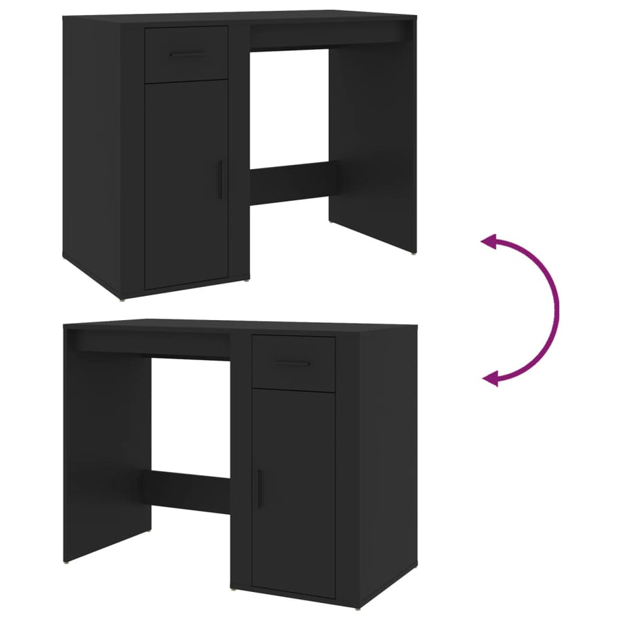 Bureau 100X49X75 Cm Bewerkt Hout Zwart