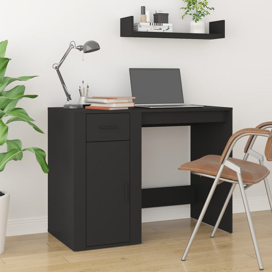 Bureau 100X49X75 Cm Bewerkt Hout Zwart