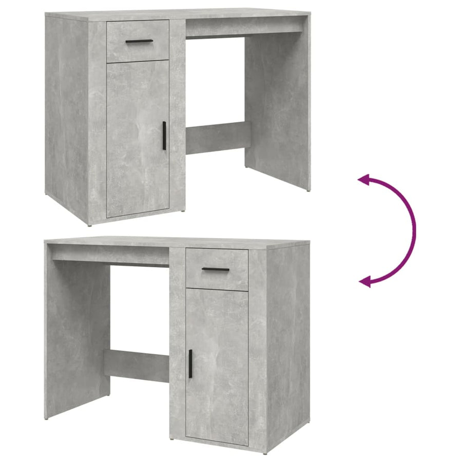 Bureau 100X49X75 Cm Bewerkt Hout Betongrijs