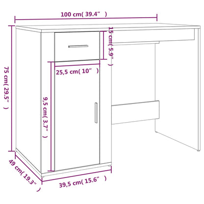 Bureau 100X49X75 Cm Bewerkt Hout Betongrijs