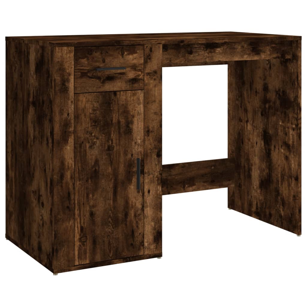 Bureau 100X49X75 Cm Bewerkt Hout Gerookt Eikenkleurig