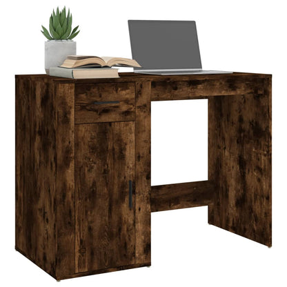 Bureau 100X49X75 Cm Bewerkt Hout Gerookt Eikenkleurig