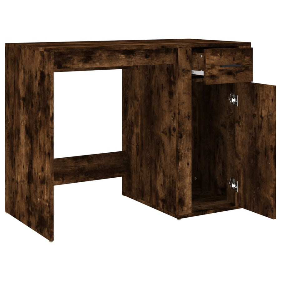 Bureau 100X49X75 Cm Bewerkt Hout Gerookt Eikenkleurig