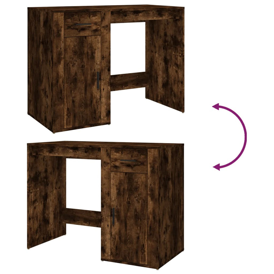 Bureau 100X49X75 Cm Bewerkt Hout Gerookt Eikenkleurig