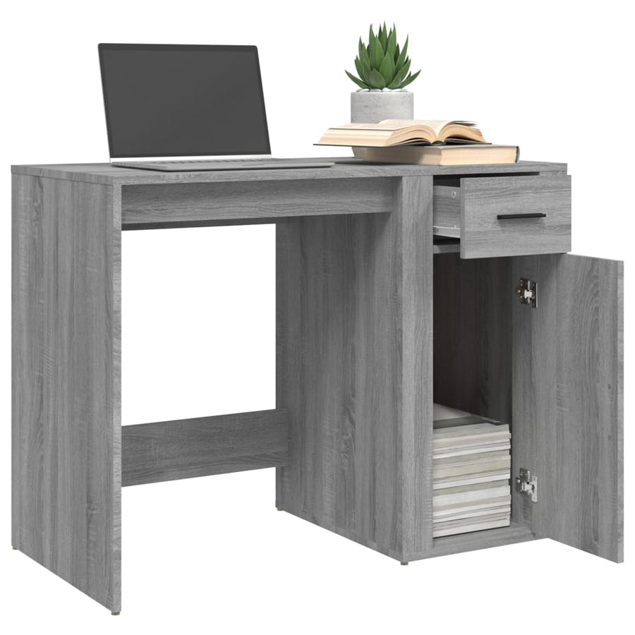 Bureau 100X49X75 Cm Bewerkt Hout Grijs Sonoma Eikenkleurig
