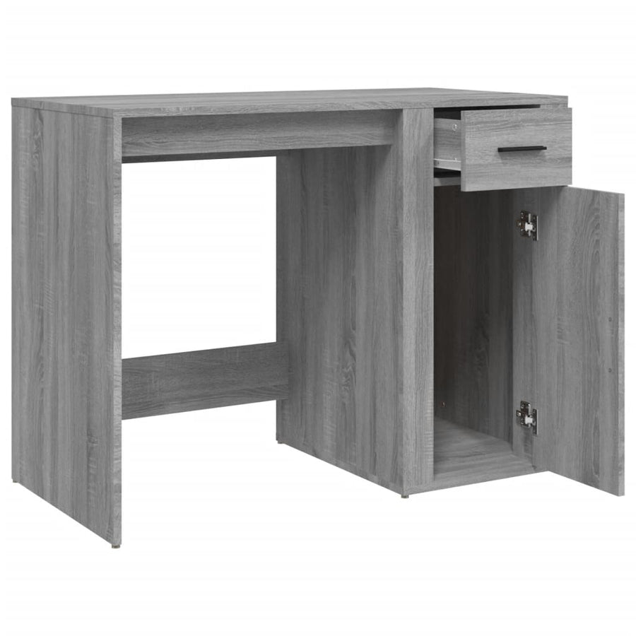 Bureau 100X49X75 Cm Bewerkt Hout Grijs Sonoma Eikenkleurig