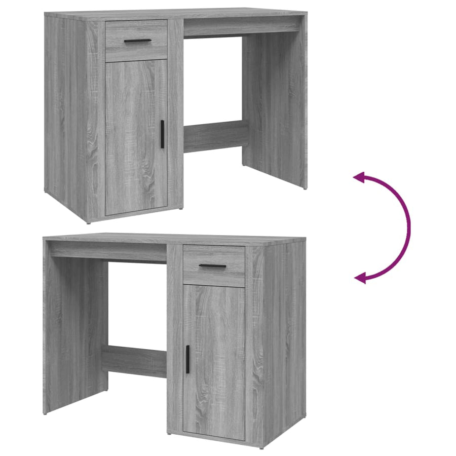 Bureau 100X49X75 Cm Bewerkt Hout Grijs Sonoma Eikenkleurig