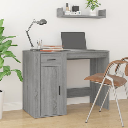 Bureau 100X49X75 Cm Bewerkt Hout Grijs Sonoma Eikenkleurig
