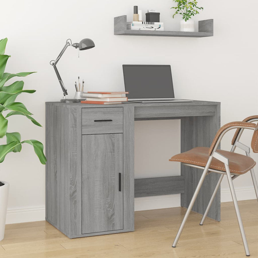 Bureau 100X49X75 Cm Bewerkt Hout Grijs Sonoma Eikenkleurig