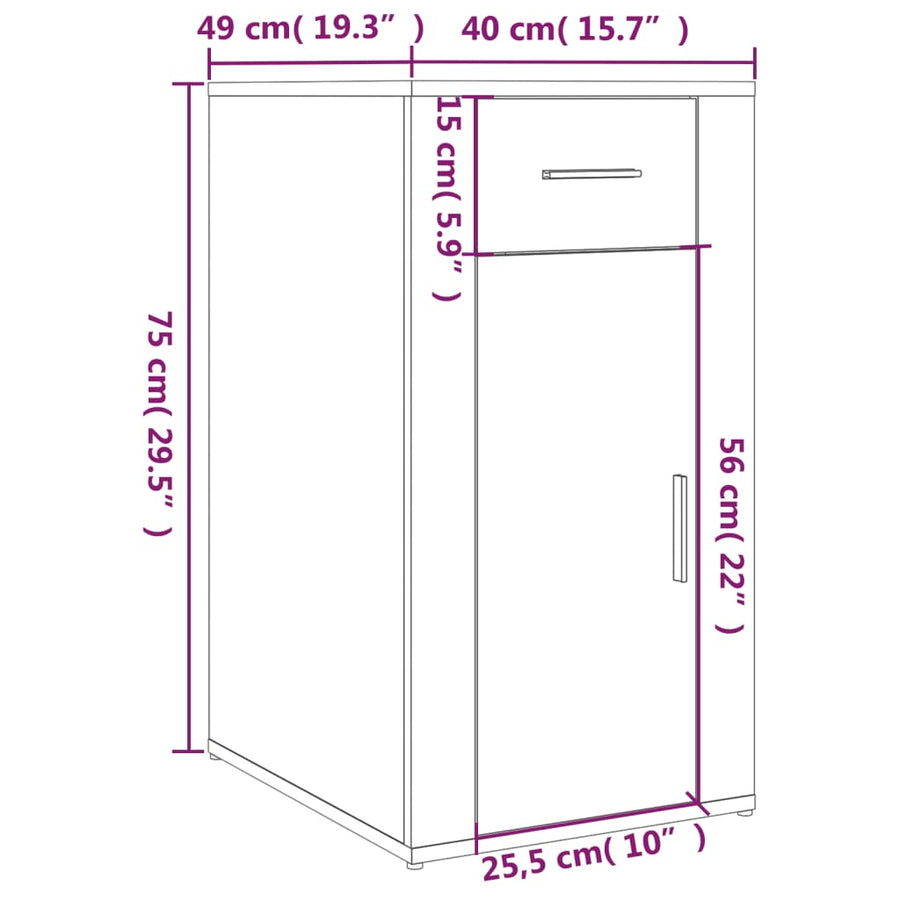 Bureaukastje 40X49X75 Cm Bewerkt Hout Betongrijs