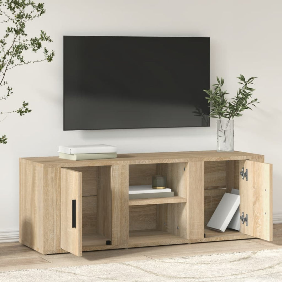 Tv-Meubel 100X31,5X35 Cm Bewerkt Hout Sonoma Eikenkleurig