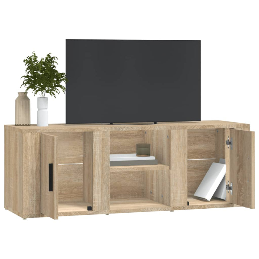 Tv-Meubel 100X31,5X35 Cm Bewerkt Hout Sonoma Eikenkleurig