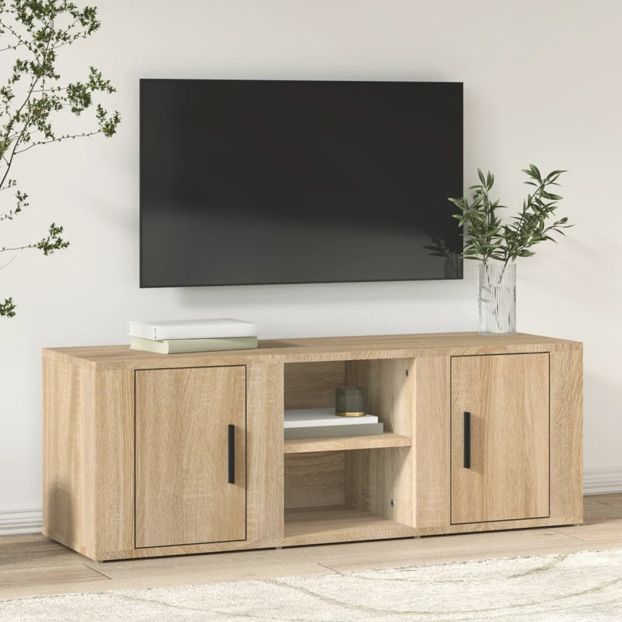 Tv-Meubel 100X31,5X35 Cm Bewerkt Hout Sonoma Eikenkleurig