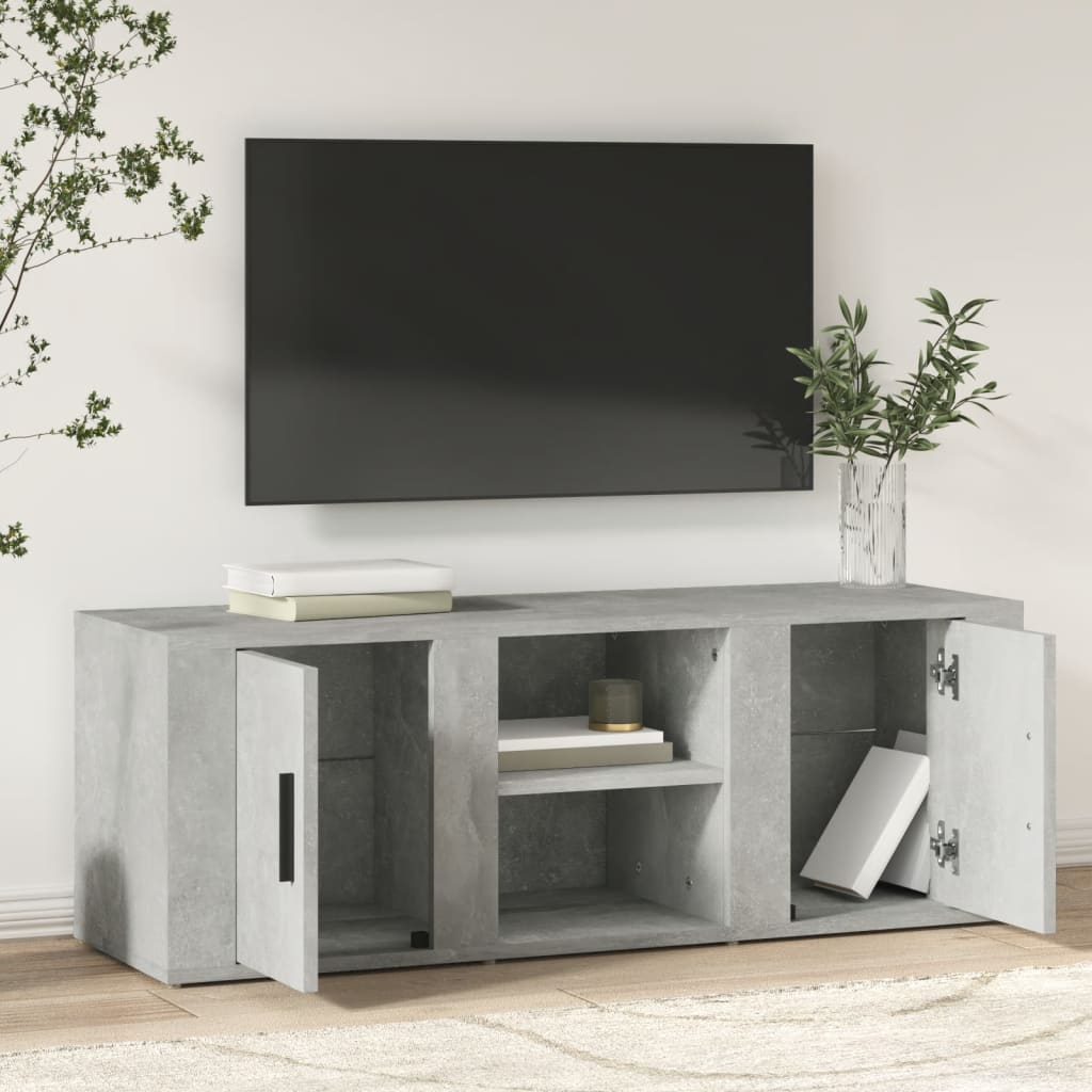 Tv-Meubel 100X31,5X35 Cm Bewerkt Hout Betongrijs