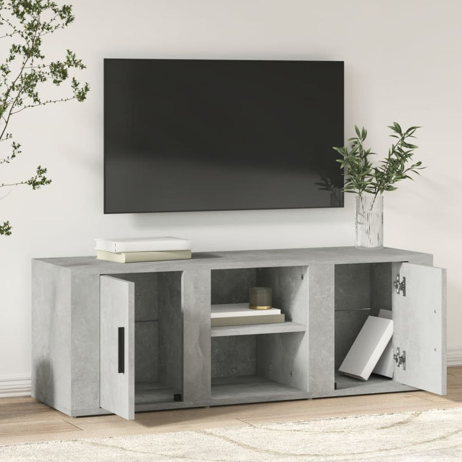 Tv-Meubel 100X31,5X35 Cm Bewerkt Hout Betongrijs