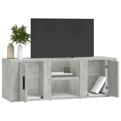 Tv-Meubel 100X31,5X35 Cm Bewerkt Hout Betongrijs