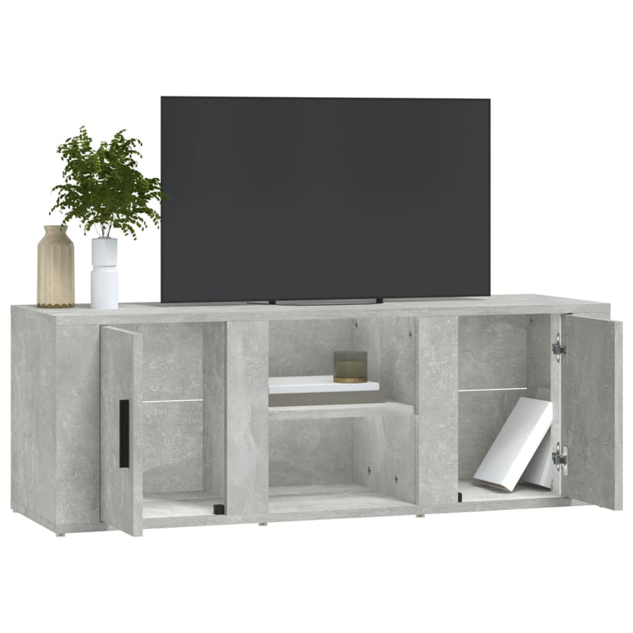 Tv-Meubel 100X31,5X35 Cm Bewerkt Hout Betongrijs