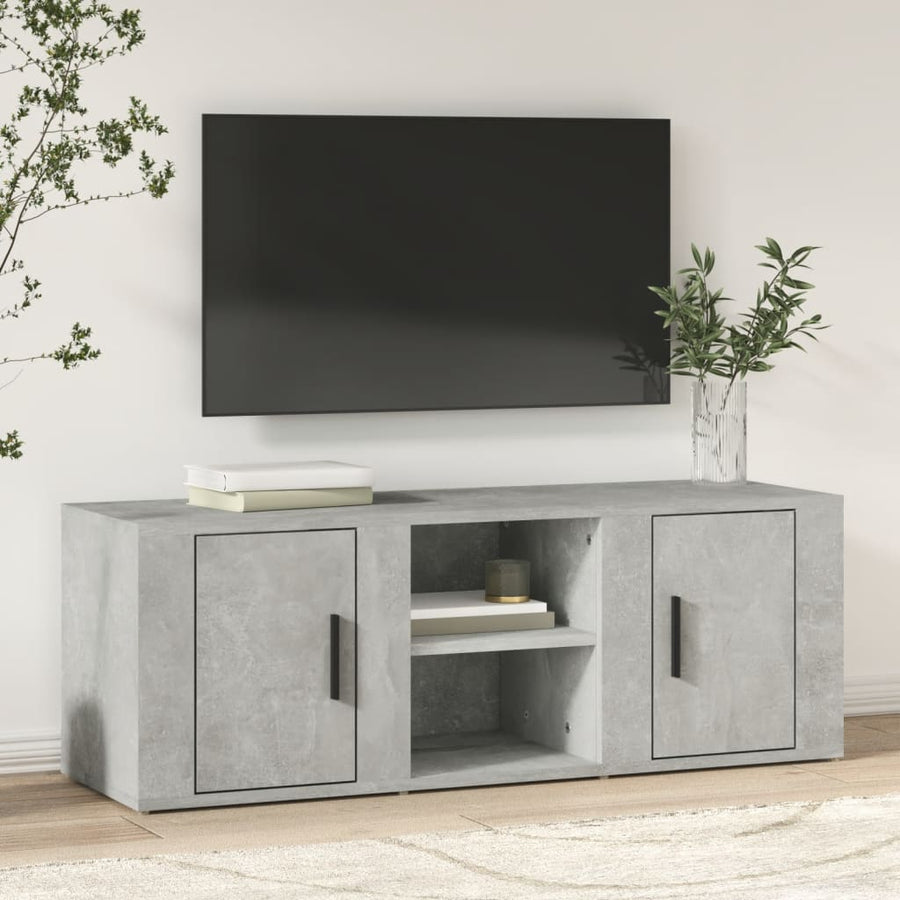 Tv-Meubel 100X31,5X35 Cm Bewerkt Hout Betongrijs