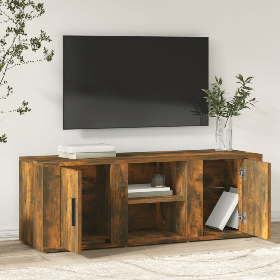 Tv-Meubel 100X31,5X35 Cm Bewerkt Hout Kleurig Gerookt eiken