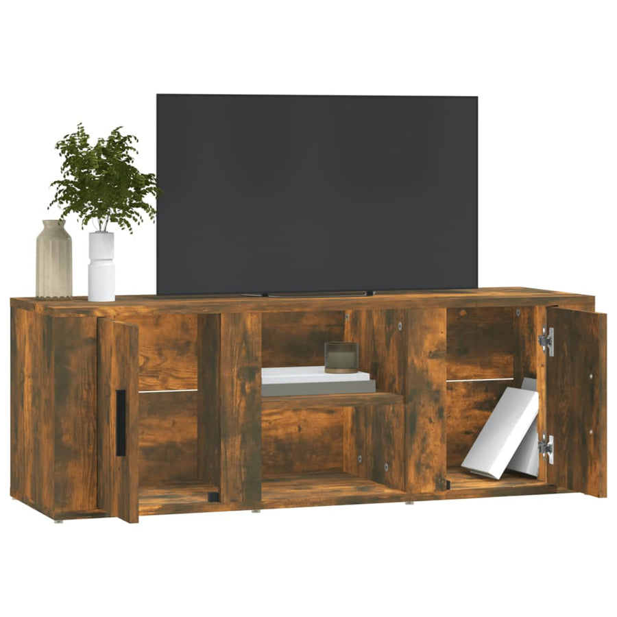 Tv-Meubel 100X31,5X35 Cm Bewerkt Hout Kleurig Gerookt eiken