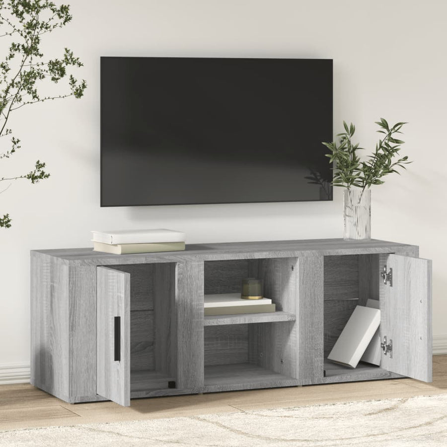 Tv-Meubel 100X31,5X35 Cm Bewerkt Hout Eikenkleurig Grijs sonoma
