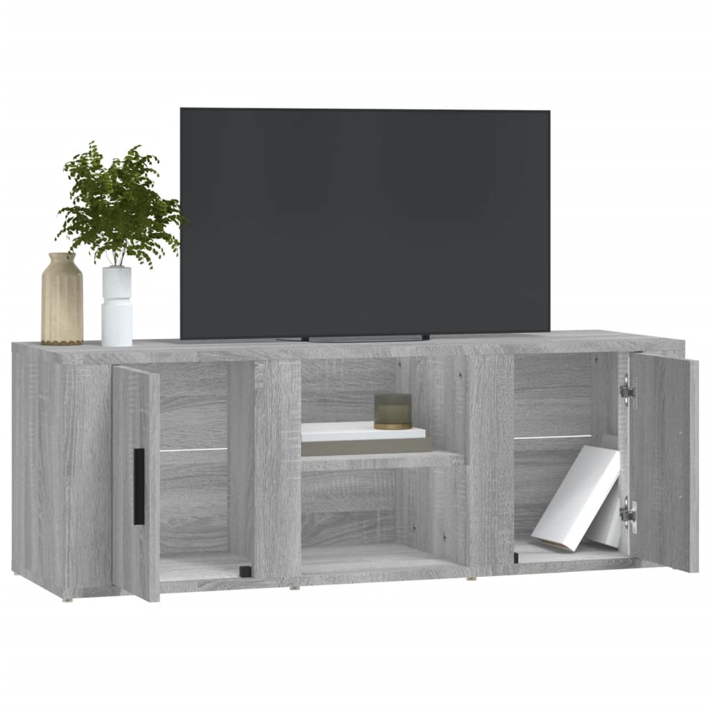 Tv-Meubel 100X31,5X35 Cm Bewerkt Hout Eikenkleurig Grijs sonoma