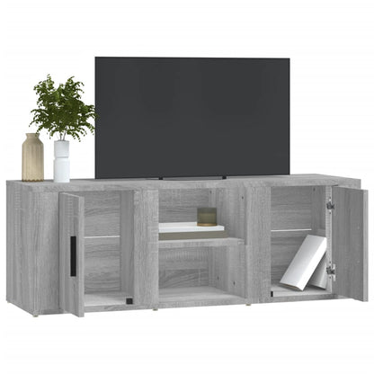 Tv-Meubel 100X31,5X35 Cm Bewerkt Hout Eikenkleurig Grijs sonoma