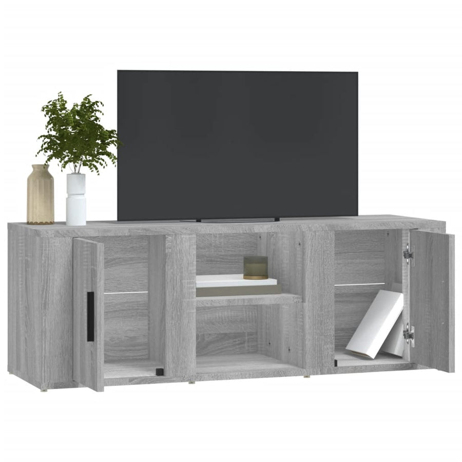 Tv-Meubel 100X31,5X35 Cm Bewerkt Hout Eikenkleurig Grijs sonoma