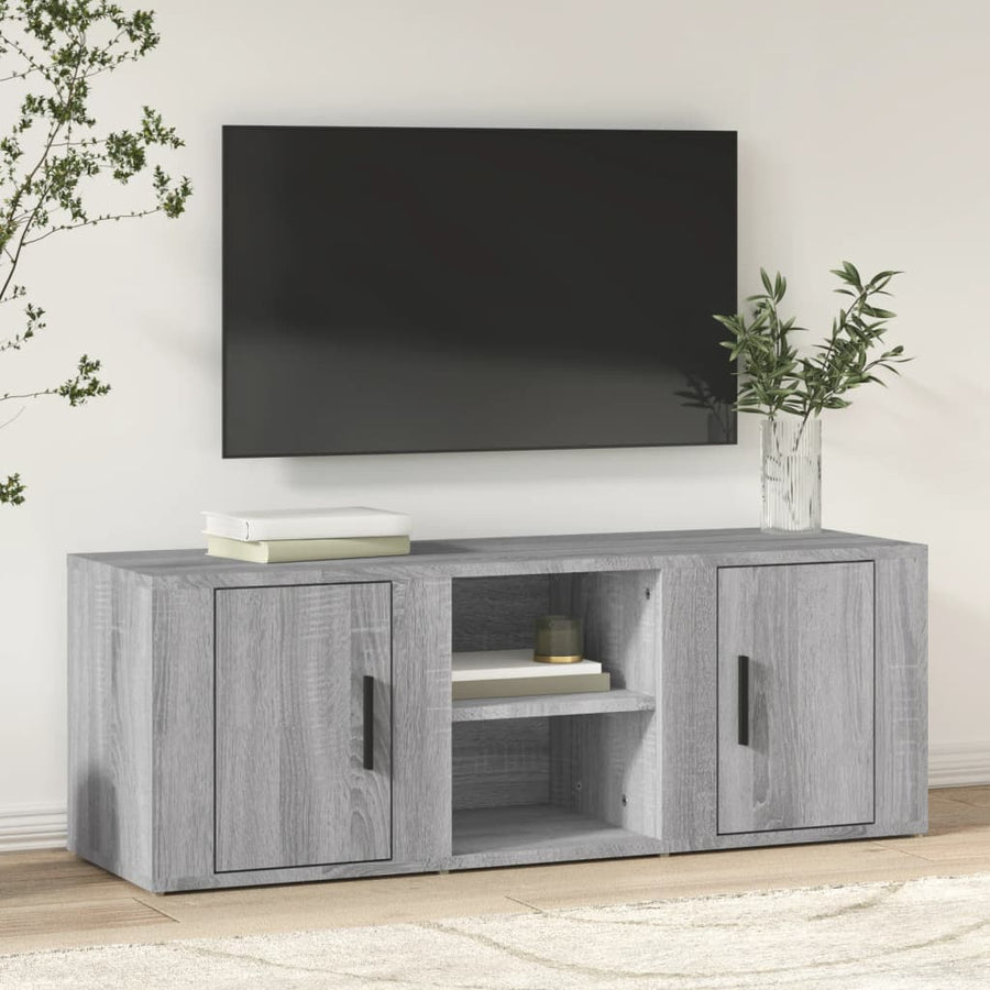 Tv-Meubel 100X31,5X35 Cm Bewerkt Hout Eikenkleurig Grijs sonoma