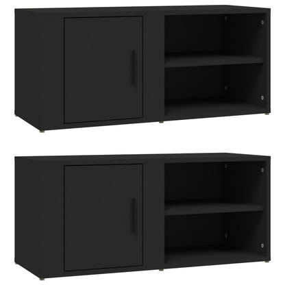 Tv-Meubels 80X31,5X36 Cm Bewerkt Hout 2 Zwart