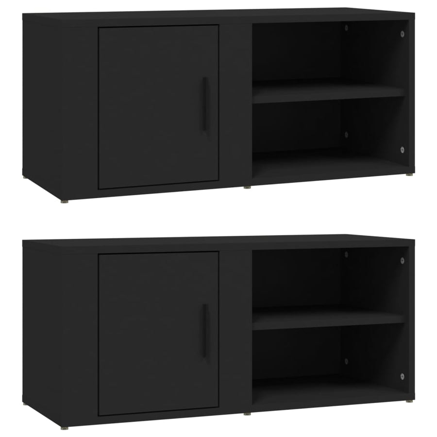 Tv-Meubels 80X31,5X36 Cm Bewerkt Hout 2 Zwart