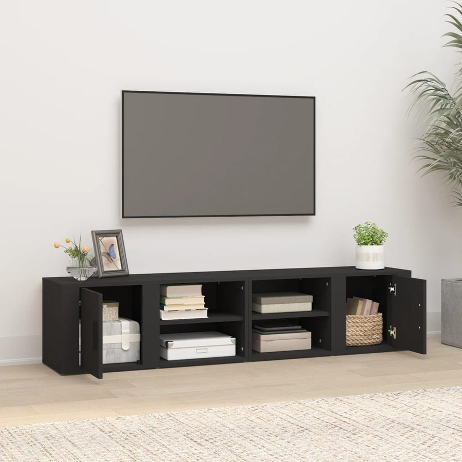 Tv-Meubels 80X31,5X36 Cm Bewerkt Hout 2 Zwart